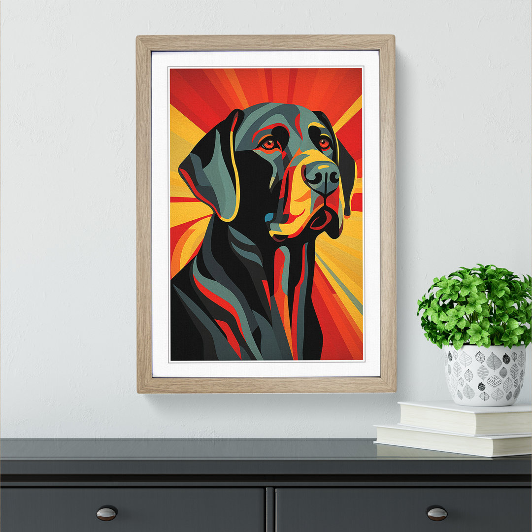Labrador Retriever Art Deco No.2 - Single Picture Frame Print on Wood