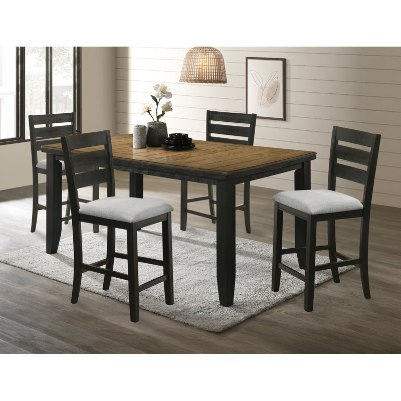Ensemble de salle à manger à hauteur de comptoir en bois 5 pièces gris robuste et durable