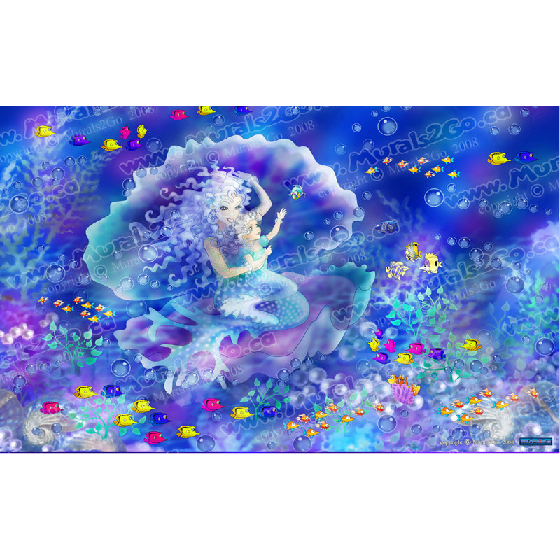 Mermaid Wall Decal, 15" H x 24" W