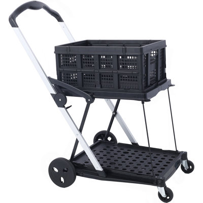 Collapsible Utility Cart Multi Use Functional Collapsible Shopping Carts 2-Tier Collapsible Shopping Cart With Baskets Carrito Para Supermercado Con Ruedas