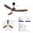 Hot Sales 52 Inch Modern Black Ceiling Fan With Light 3 Abs  Blades Remote Control Reversible Dc Motor With Dimmable Led