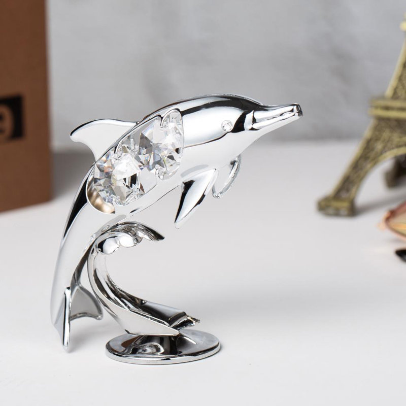 Figurine de houle à onde en cristal garniture cloutée Neale, Argent