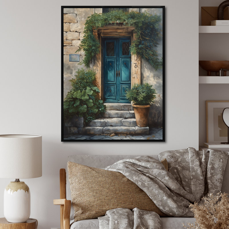 Impression sur toile de la porte d'entrée nature II de Robrick, bleu et beige, H 20 po x l 12 po x P 1 po