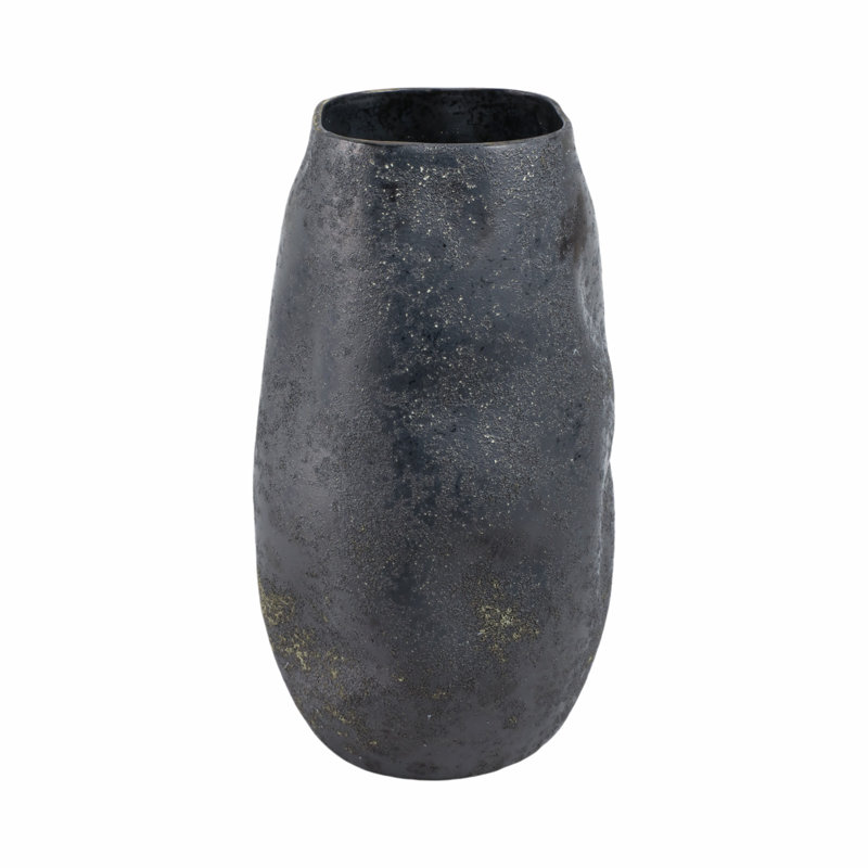 Handcrafted Earthenware Vase with Organic Sculpted Design, 15" H x 9" W x 9" D