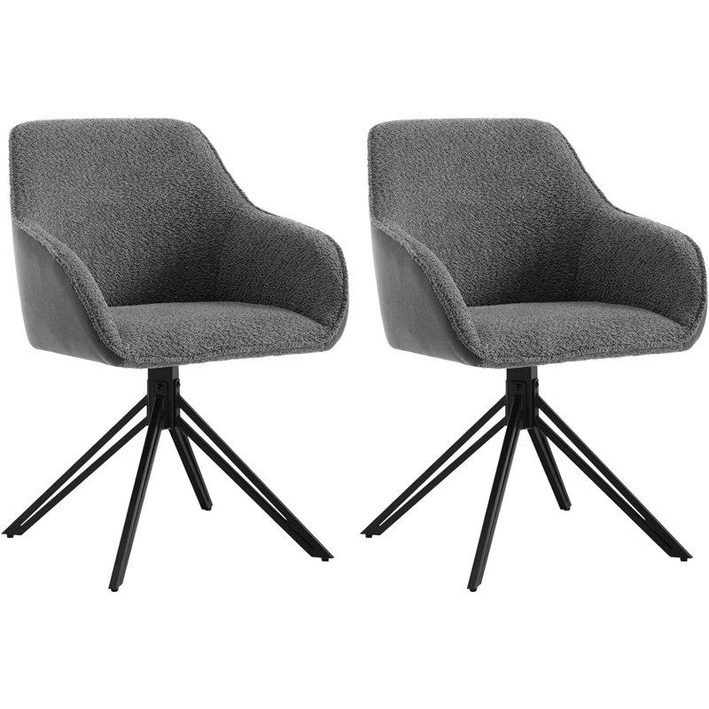 Latitude 48cm H Fabric Upholstered Metal Armchair in Dark Grey,, Dark Grey, 2