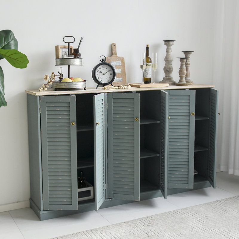 Armoire d'appoint à persiennes l 6 po Korsica , Bleu sarcelle