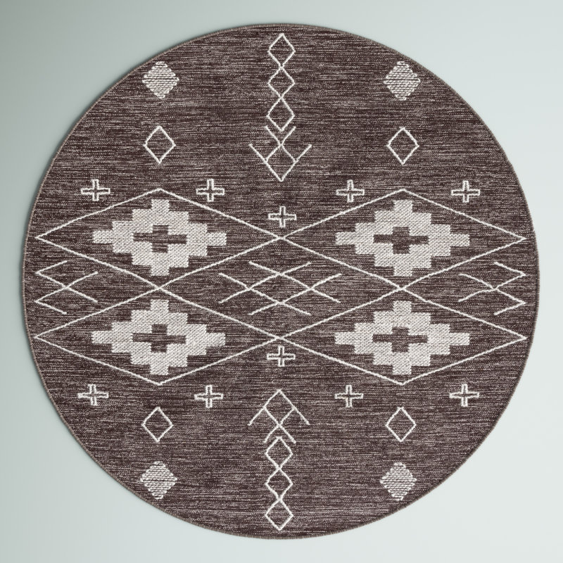 Tapis brun / ivoire Holtby Southwestern, Rond 6 pi