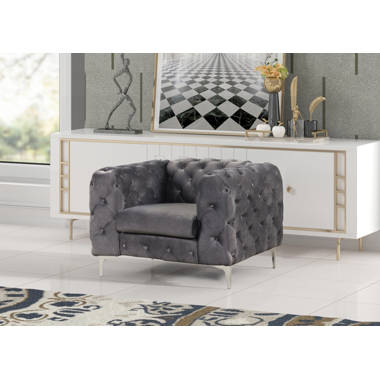 Godeus Tufted 85.5 Modern Velvet Livingroom Sofa Willa Arlo Interiors Fabric: Gray Velvet