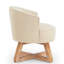 Fauteuil pivotant en lin beige avec rotation à 360° et structure stable en bois avec coussin moelleux
