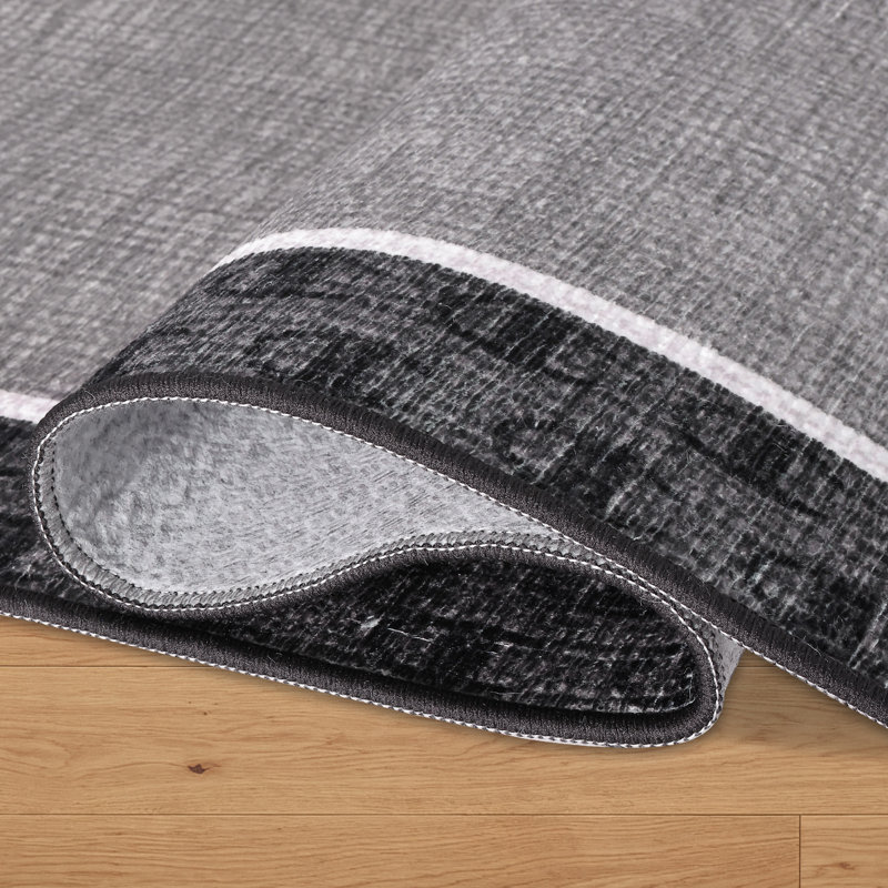 Tapis lavable imprimé Chenille Champion Carter, Gris foncé multicolore, 3' x 5'