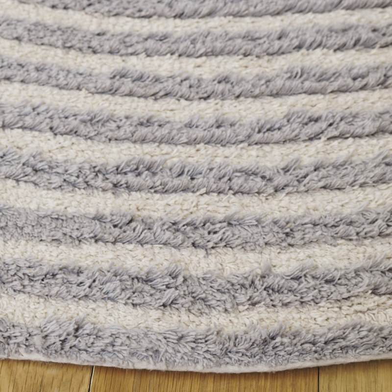 Tapis d'intérieur lavable à la machine en coton recyclé touffeté à la main 229 Easy Care, Rond 5 pi