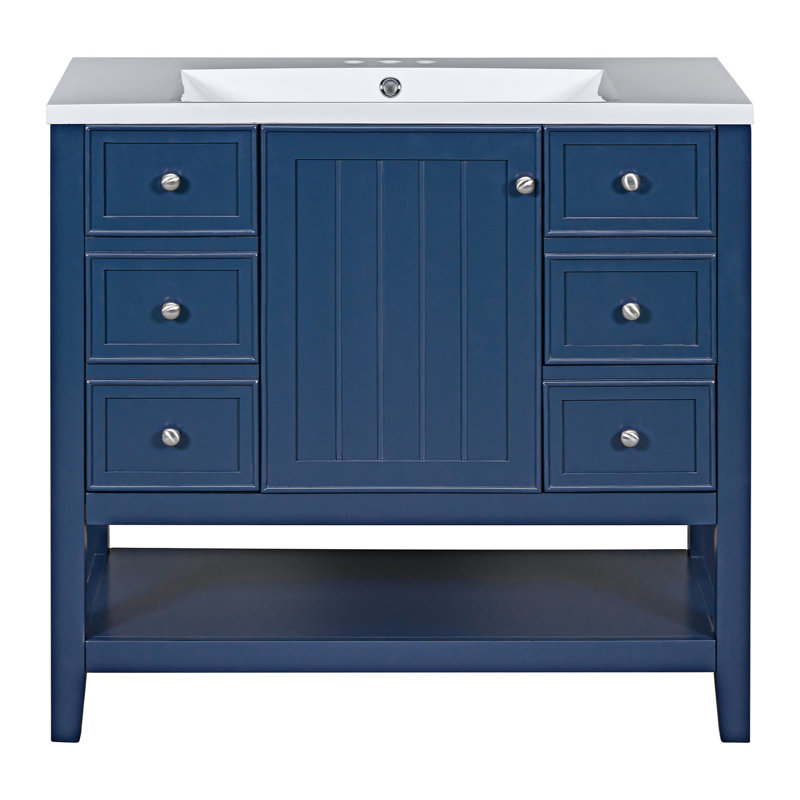 Ensemble de meuble-lavabo avec lavabo, une armoire et trois tiroirs Merranda