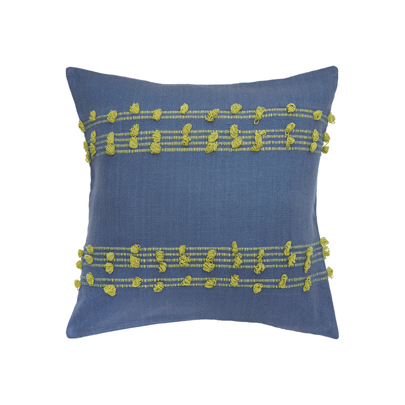 Tabb Embroidered Cotton Blend Throw Pillow, Blue
