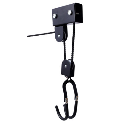 Treuil de kayak en acier avec crochets recouverts de caoutchouc pour le rangement au plafond du garage - capacité de 125 lb