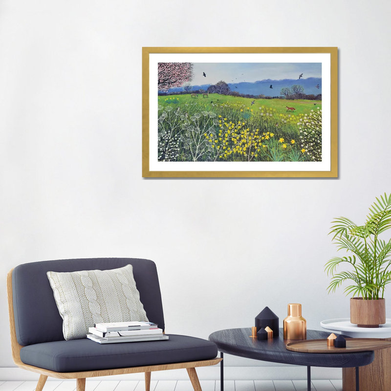 « Spring Hope » par Jo Grundy, reproduction d’art, Blanc, H 24 po x l 32 po x P 1 po, Papier encadré doré