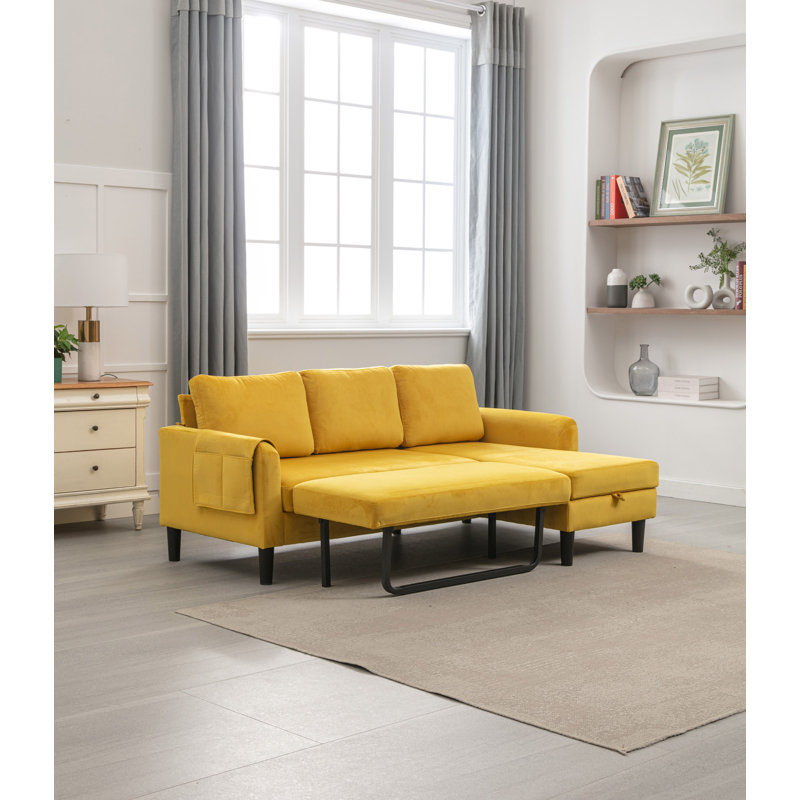 Canapé modulaire réversible, Polyester moutarde