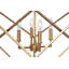Lustre 4 lumières à cage géométrique en métal doré avec chaînette