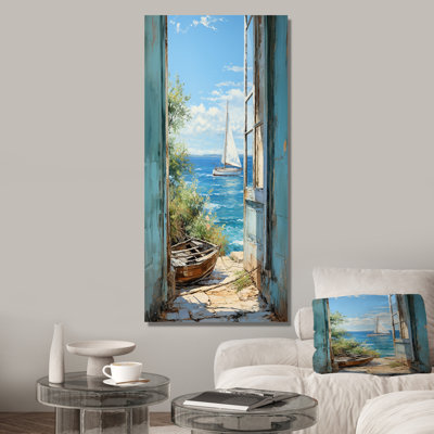 Sailing Boat Ocean Windows View I - Coastal Windows Wall Art