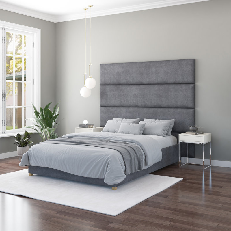 Natalia 45cm x 210cm Upholstered Wall Paneling, Steel