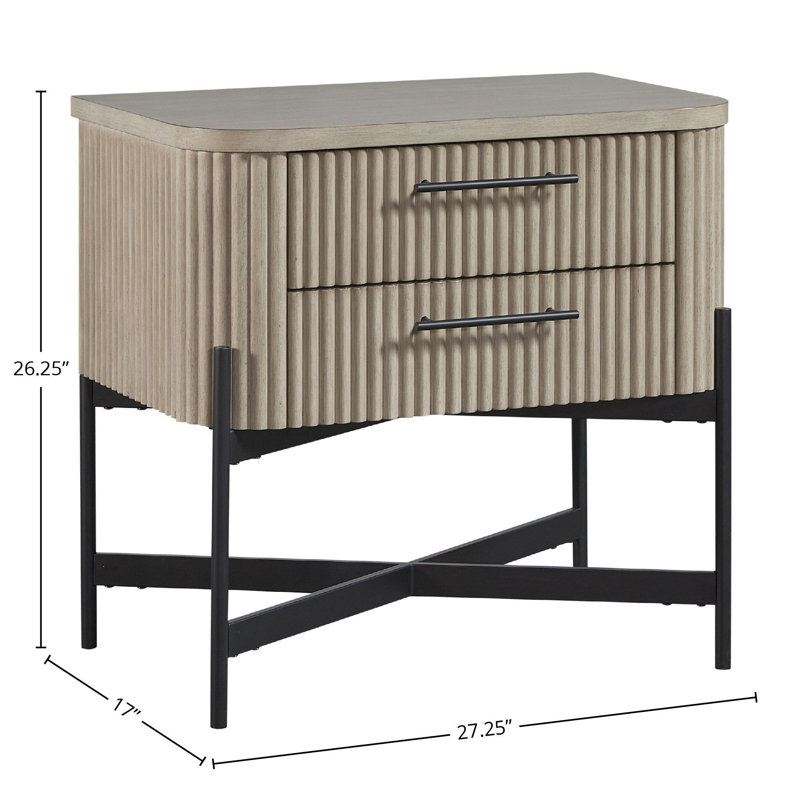 Table de chevet 2 tiroirs Eastville, Taupe