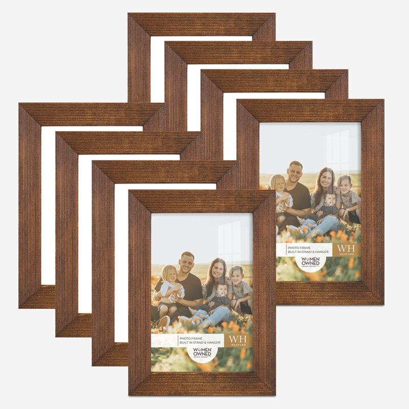 Ensemble de 8 cadres muraux en bois 8 pièces, 4 po x 6 po, Noyer