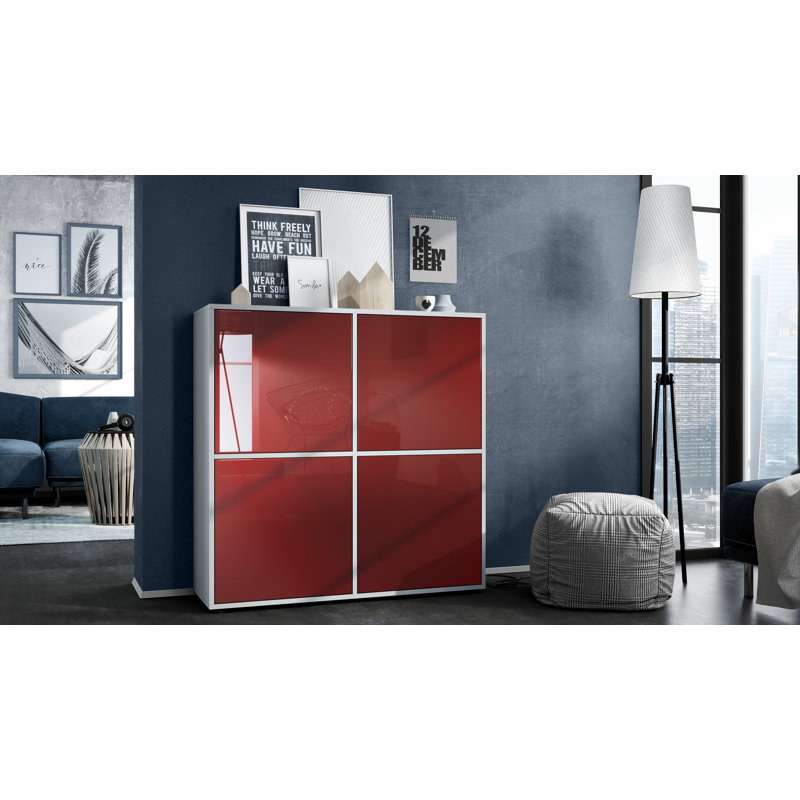 Mccafferty 104cm Sideboard, White Matt/Bordeaux High Gloss