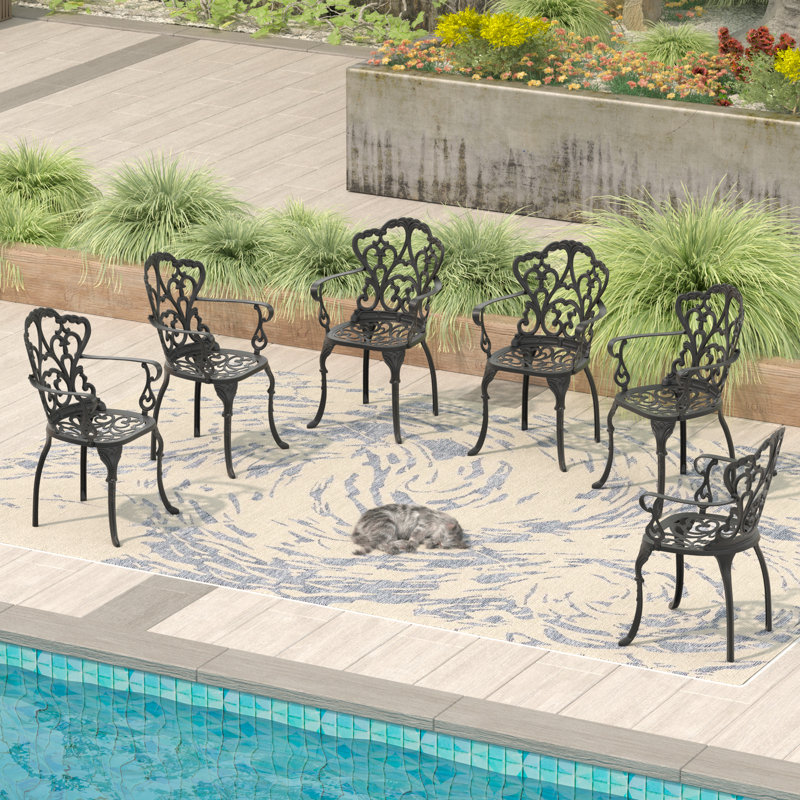 Ensemble de 6 fauteuils de jardin avec coussins beiges