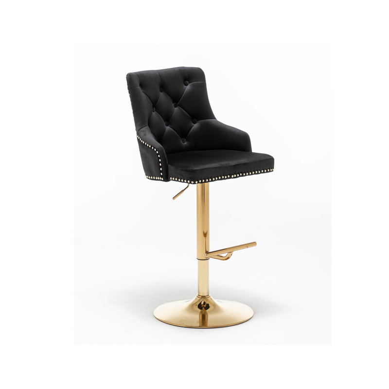 Tabouret de bar Ardella, Velours noir