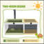 Habitat de tortue, maison de tortue en bois, enceinte de tortue intérieure et extérieure avec support de lampe, plateaux étanches coulissants, couvercles ouverts, gris