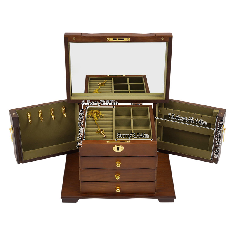 4 Layers Wood Jewelry Box +