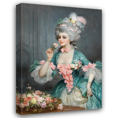 «An Elegant Lady with Roses» par Lucius Rossi - Art mural sur toile tendue avec châssis