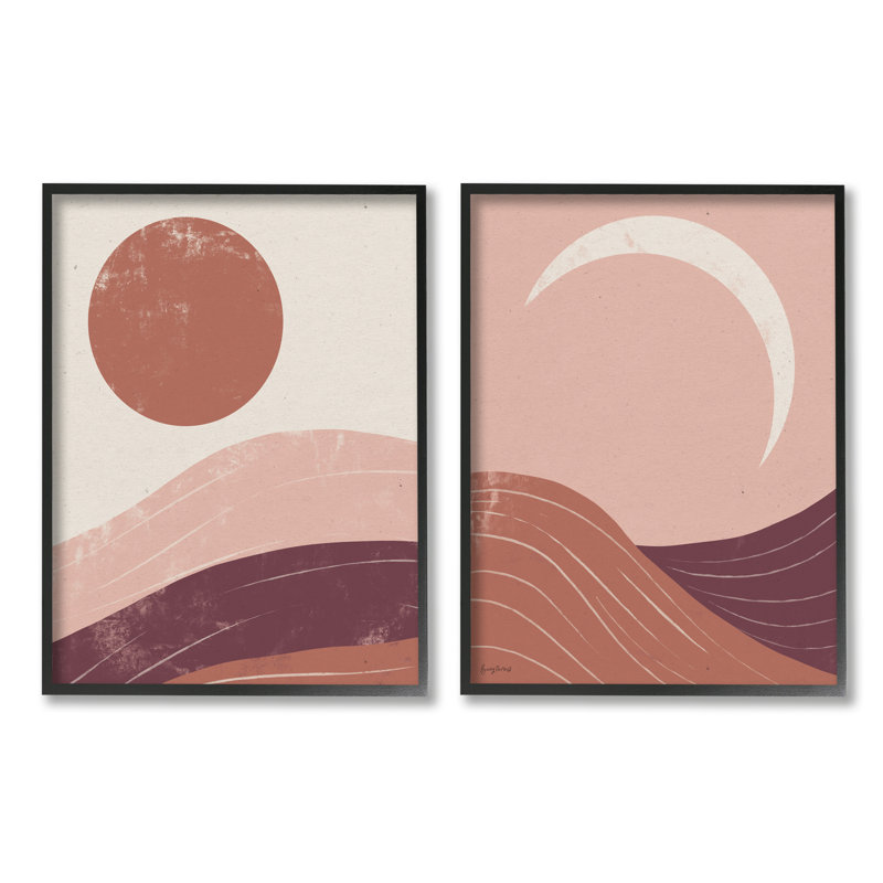 «Sun and Moon Sunrise Sunset Desert Collage» par Becky Thorns - ensemble de 2 impressions, H 30 po x l 24 po x P 1,5 po