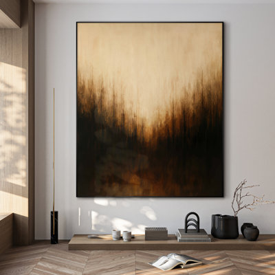 Extra Large Wall Art Fabric Print - Vertical Burnt Amber Gradient with Fade Artwork Decor for Living Room or Bedroom - "Frame Assembly Required (Unfinished Frame)"