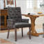Chaise rembourrée d'appoint en chenille avec pieds courbés en bois massif-133234518-133234517