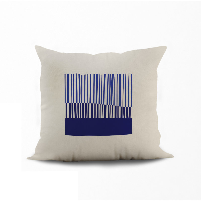 Jeté carré en polyester intérieur / extérieur, L 17 po x H 17 po, Bleu marine