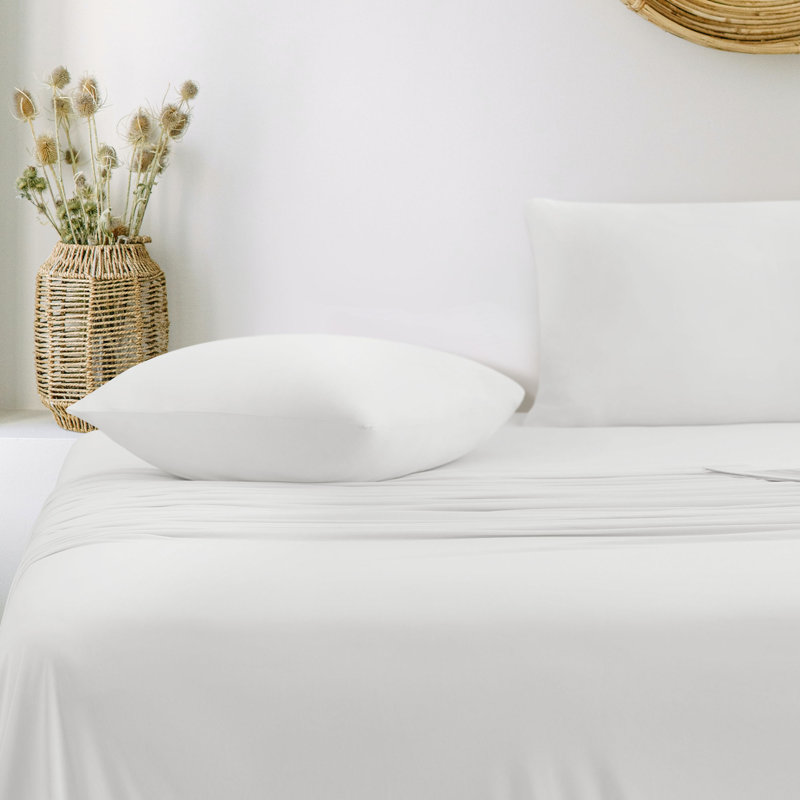 Barossa Design Ultra Soft All-Season Deep Pocket Jersey Knit Sheet Set, Twin Sheet Set with 1 Pillowcases, White