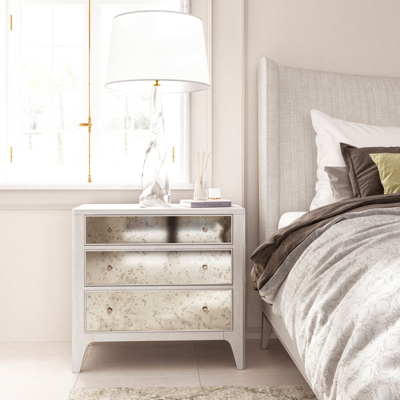 Mezzanine 3 - Drawer Solid Wood Nightstand in Gray