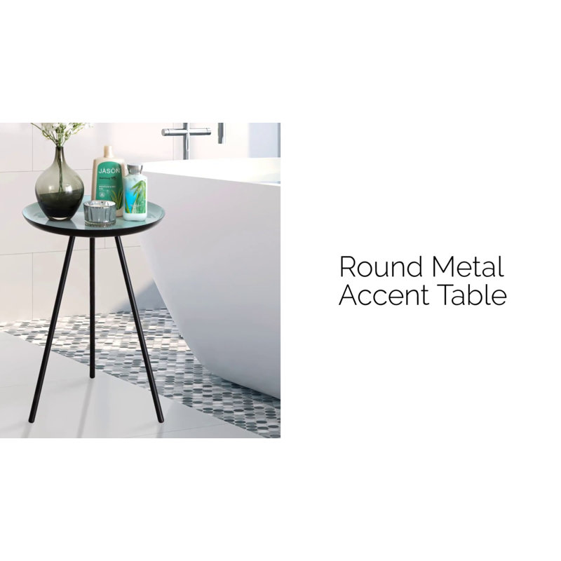 Laranya Round Teal and Gold Metal Side Table
