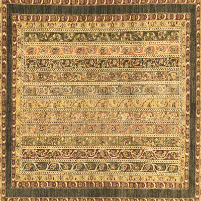 Tapis rayé carré brun 6 pi x 6 pi fabriqué à la machine