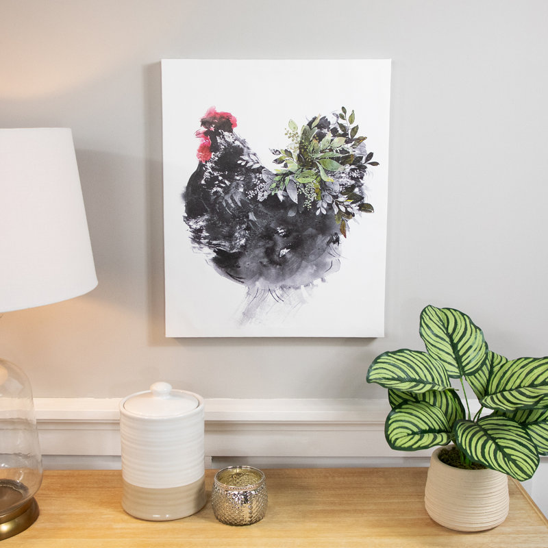 Décoration murale coq avec feuillage