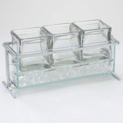 Présentoir à bocal en verre argenté et fer glacé - 5 po de hauteur