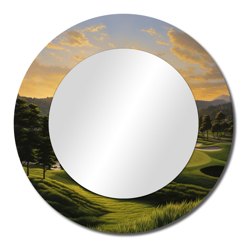 Golf Dawn on the Put I - Miroir mural décoratif rond moderne, impression métallique, 23" x 23"