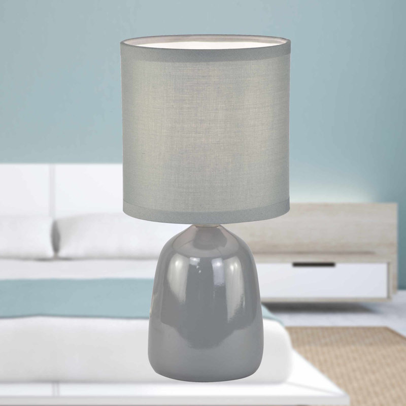 Mellisha Ceramic Table Lamp, Grey, Grey Glaze