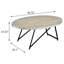 Table basse ovale de style industriel avec finition en chêne gris patiné et supports en métal noir pour une grande surface