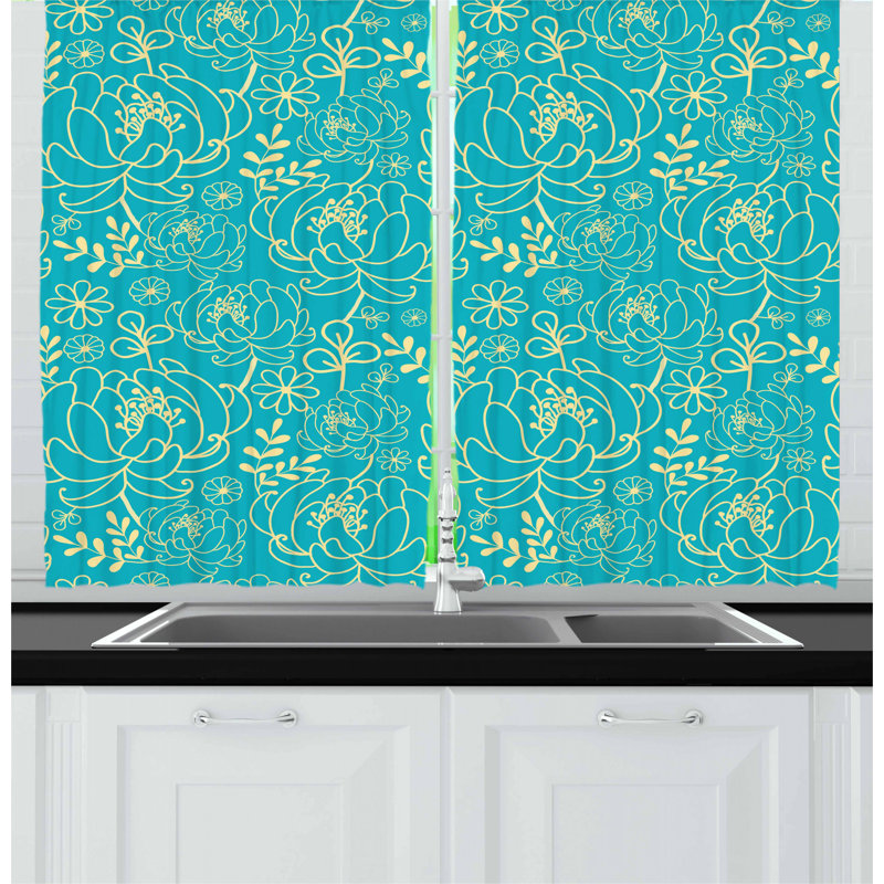 Floral Pointed Kitchen Curtain