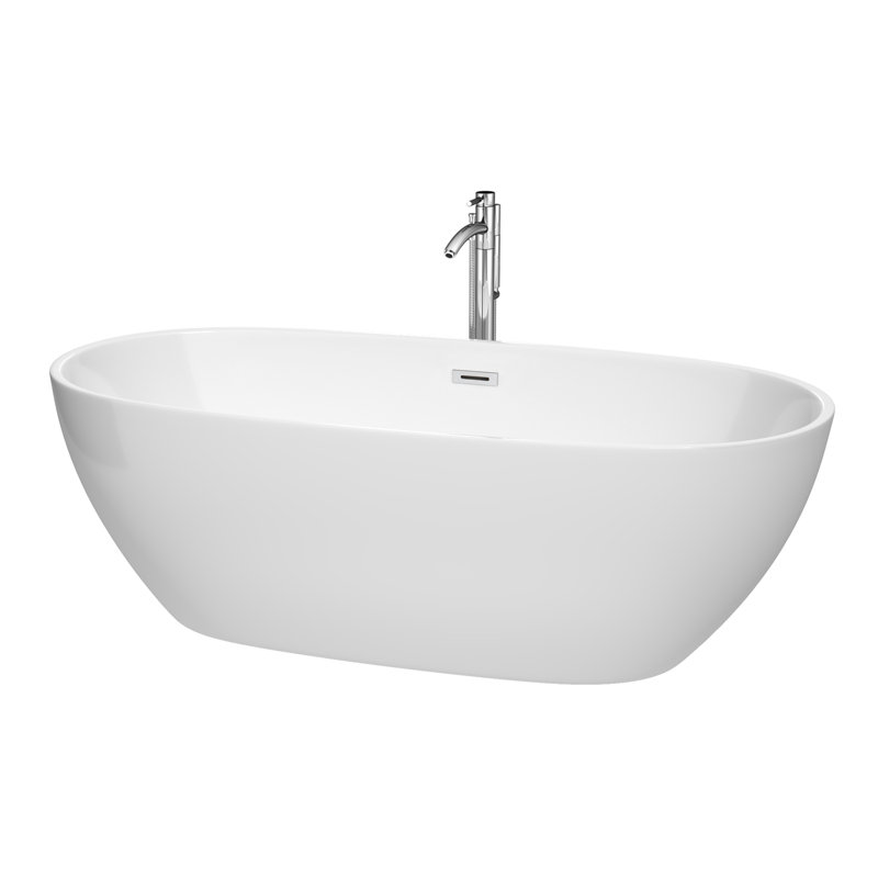 Juno 71'' x 32'' Soaking Acrylic Bathtub with Faucet, Polished Chrome