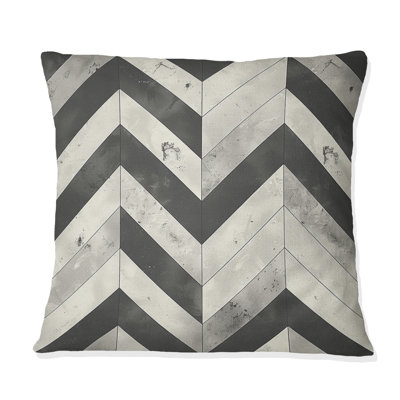 Grey  Modern Herringbone Flow II - Modern Throw Pillow