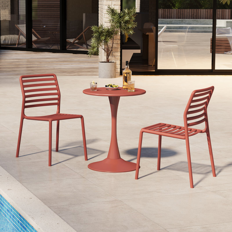 Ensemble repas d'extérieur rond, Rouge