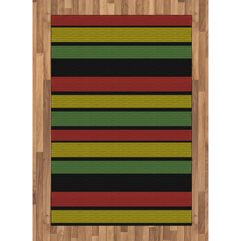 Jamaican High Density Long Fiber Poly Threads Decorative Area Rug Carpet, Rectangle 4' x 5'8"