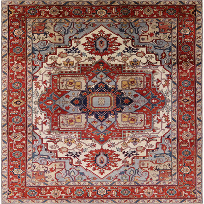 Tapis oriental rouge / gris / ivoire